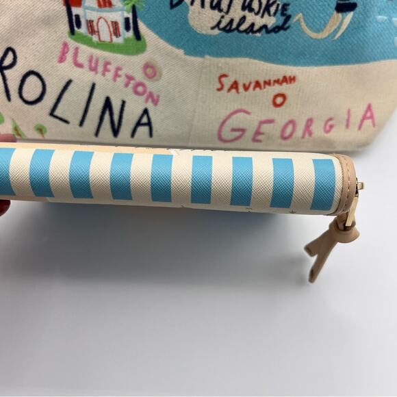 Spartina 449 Sea Islands Embroidered Large Fringe Tote Bag and Wallet Set RARE - Picture 11 of 15